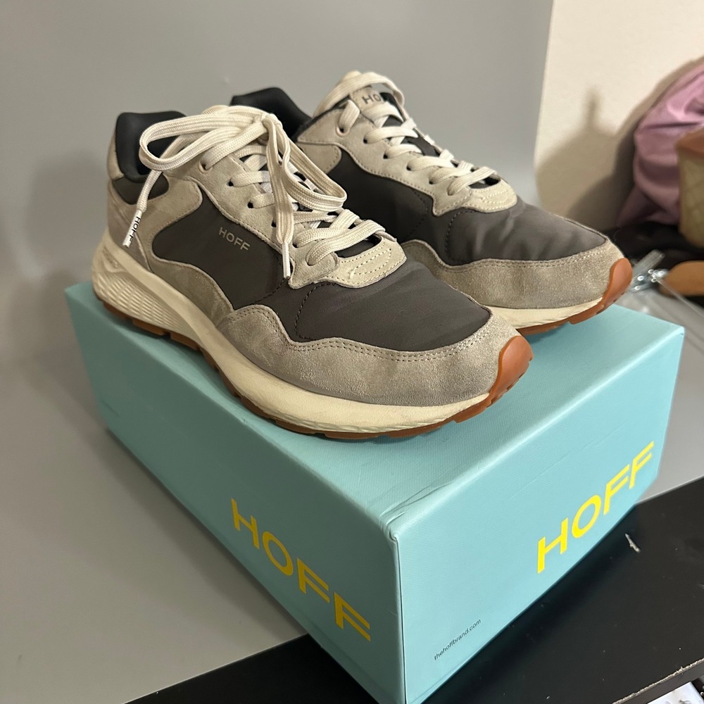 HOFF Mens Sneakers Grey Suede Textile Low Top Trainers Size 10